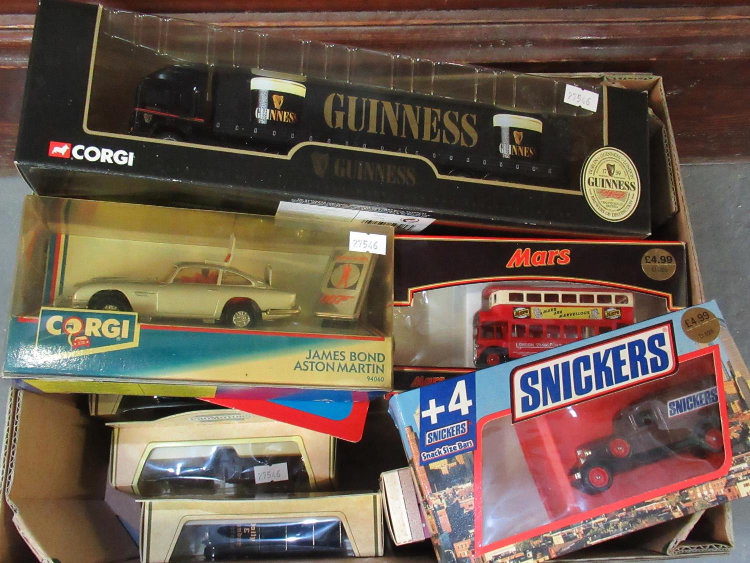 Box of assorted Corgi and other Diecast model vehicles to include Guinness ERF curtainside, Corgi