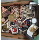 Box of assorted costume jewellery, silver necklaces, silver earrings, etc. (B.P. 21% + VAT)