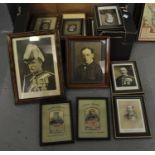 A box of assorted prints various to include; portraits of Winston Churchill and other Prime