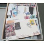 Great Britain box with stamp collection of First Day Covers, mostly 1980's and '90's. (B.P. 21% +