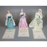 Three Royal Doulton commemorative bone china figurines to include The 80th Birthday of HM Queen