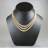 Three strand simulated pearl necklace. (B.P. 21% + VAT)