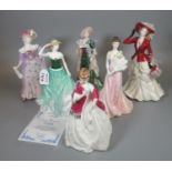 Collection of Coalport, Worcester and Royal Doulton bone china figurines to include First Dance