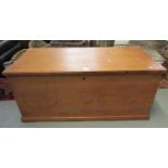 Late 19th century rectangular pine trunk with metal carrying handles. (B.P. 21% + VAT)