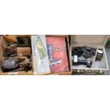 Two boxes of vintage toys to include: various tinplate miniature vehicles, Tri-ang Minic hand