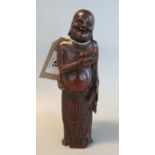 Chinese carved bamboo figure of an Immortal, probably Liu Hai, holding a toad. 9.5cm high approx. (