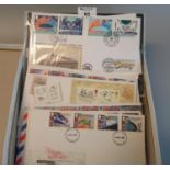 Great Britain box with stamp collection of First Day Covers, mostly 1980's and '90's. (B.P. 21% +