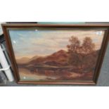 After C Redfern, Scottish landscape with cattle watering, oils on board, signed. (B.P. 21% + VAT)