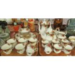 Two trays of Royal Albert 'Old Country Roses' English fine bone china tea and coffee ware to