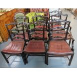 Set of eight Georgian style mahogany dining chairs with drop-in seats on square legs. (6+2)(8)). (