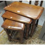 Mid Century stained oak, 'Old Charm Style' nest of three tables. (B.P. 21% + VAT)