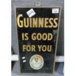 Appearing original 'Guinness is Good For You' glazed advertising sign in heavy metal frame. 49 x