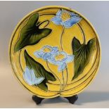 Art Nouveau art pottery tube lined water lily plate shape no. 1789 to the under side. Diameter