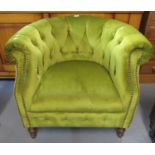 Modern lime green upholstered button back tub type arm chair. (B.P. 21% + VAT)