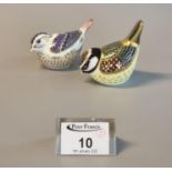 Two Royal Crown Derby bone china bird paperweights, both with gold stoppers. (2) (B.P. 21% + VAT) No