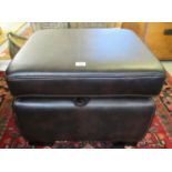 Brown leather modern foot stool with hinged lid. (B.P. 21% + VAT)