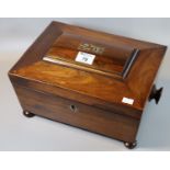 Victorian rosewood sarcophagus shaped, mother of pearl inlaid ladies work box, the interior