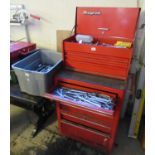 Metal Snap-on toolbox, the interior and drawers revealing assorted Snap-on,Britool,King Dick and