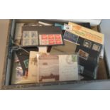 All world collection of stamps in box file with stamps on pages, cards, in packets, presentation