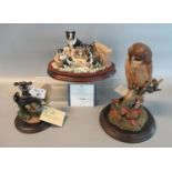 Boarder Fine Arts sculptures, 'Spilt Milk' with certificate of authenticity. Together with two
