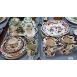 Two trays of Mason's Ironstone 'Chartreuse' and 'Mandalay' pattern china, various, to include: