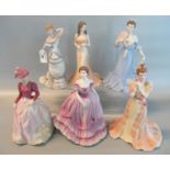 Collection of six Coalport porcelain Age of Elegance figurines, all in original boxes. (6) (B.P. 21%