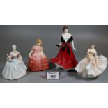 Three Royal Doulton bone china figurines to inlcude The Polka HN5652, Diana HN3310, and Rose HN1368,