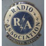 Vintage enamel circular sign, 'Radio Association Approved Service', 50cm diameter approx. (B.P.