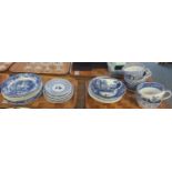 Three trays of blue and white Copeland Spode china to include; 'The Spode Blue Room Collection'