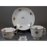 19th Century Swansea porcelain trio, one of the cups and the saucer marked 'Swansea' to the base.