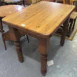 Small modern pine table on baluster turned legs, 90x60x78cm approx. (B.P. 21% + VAT)