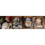 Four boxes of various china to include: a good selection of dinner ware decorated with a black