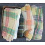 Box containing five vintage check design blankets or carthen in various colours. (5) (B.P. 21% +