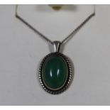 A white metal pendant set with an Aventurine Quartz on chain. (B.P. 21% + VAT)