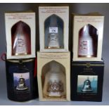 Collection of six boxed Bell's scotch whiskey decanters, to include Year of the Monkey, Year of