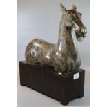 Modern sculptural study of a horse on ebonised base. 46cm high approx. (B.P. 21 + VAT)
