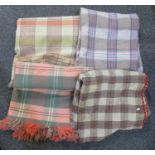 Box containing four vintage check blankets in various colours. (4) (B.P. 21% + VAT)