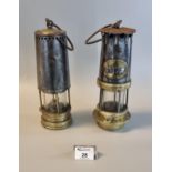 Two used vintage brass miner's safety lamps. (2) (B.P. 21% + VAT)