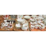 Three trays of Royal Albert 'Old Country Roses' English bone china tea and dinnerware to include; 20