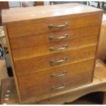 Early 20th Century oak table top six drawer specimen or collectors cabinet. 53x31x53cm approx. (B.P.