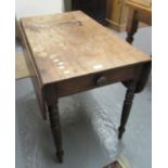 Victorian mahogany Pembroke table on ring turned, tapering legs. (B.P. 21% + VAT)