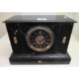 Late 19th/early 20th Century slate and marble two train mantel clock. (B.P. 21% + VAT)