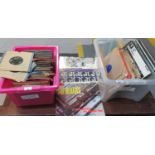 Records: two boxes of vinyl LPs and singles, including a possible third pressing of the Beatles '