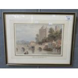 W Watts, 'Clifson near Nantes', a river scene, watercolours. 20 x 30cm approx. Hogarth frame. (B.