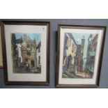 James Priddey, a pair of coloured etchings, 'Tudor Merchant house' and 'Quay Hill, Tenby', singed in