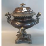 Victorian copper classical design two handled samovar with ivory turned handles. (B.P. 21% + VAT)