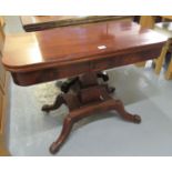 19th Century rosewood folding card table on a quatreform base. (B.P. 21% + VAT)
