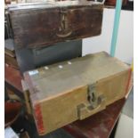 Two wooden ammunition boxes both marked: W72 with metal hinges. (B.P. 21% + VAT)