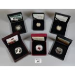 Collection of Royal mint and other cased silver coins, to include 100th anniversary of WWI armistice