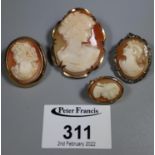 Three shell cameo broches. (B.P. 21% + VAT)